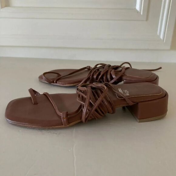 NWOT Jeffery Campbell Free People That's A Wrap Brown Leather Heeled Sandals 6 - Picture 4 of 9